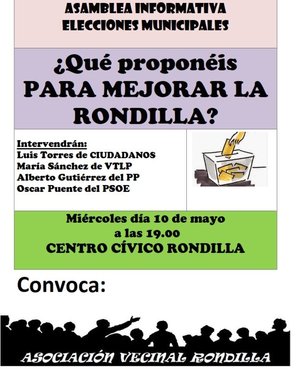 Elecciones municipales: ¿Qué proponéis para mejorar la Rondilla?