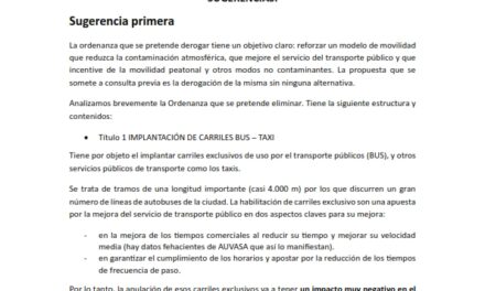 Sugerencias consulta pública previa derogación ordenanza municipal carriles bicis y carriles bus taxi