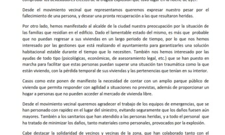 La Federación de asociaciones Vecinales Antonio machado y la Asociación Vecinal Reina Juana-Zona Sur visitan la zona de la explosión de la calle Goya