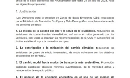 Sugerencias presentadas en la consulta previa a la Zona de Bajas Emisiones
