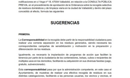 Sugerencias presentadas consulta previa ordenanza recogida de residuos