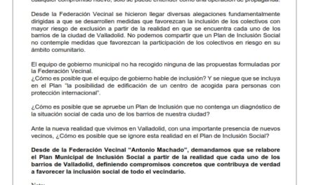 El plan de inclusión social del Ayuntamiento es un mero corta y pega de otros planes municipales