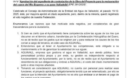 La Federación Vecinal Antonio Machado vota en contra del expediente de contratación de la obra de restauración del cauce del río Esgueva