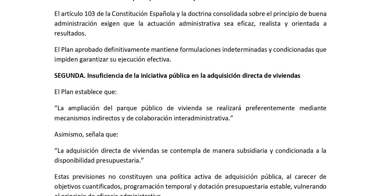 Alegaciones al Plan de vivienda municipal 2026-2030