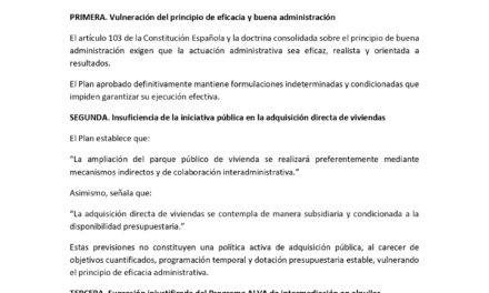 Alegaciones al Plan de vivienda municipal 2026-2030