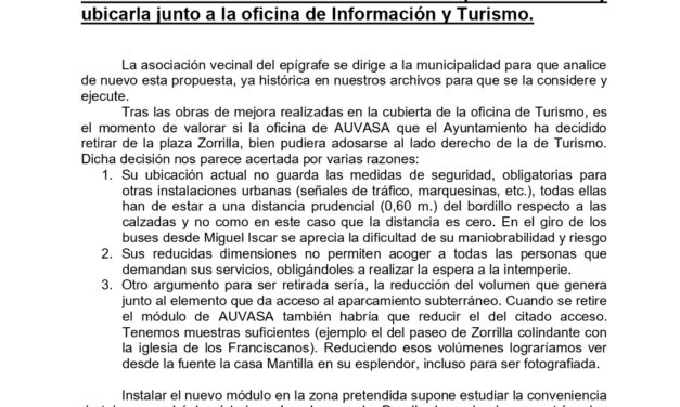 Trasladar la oficina de AUVASA de la plaza Zorrilla y ubicarla junto a la oficina de Información y Turismo.