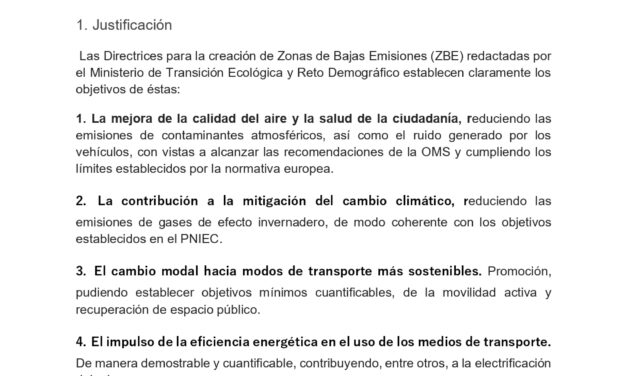Propuestas para la ordenanza de Zonas de Bajas Emisiones