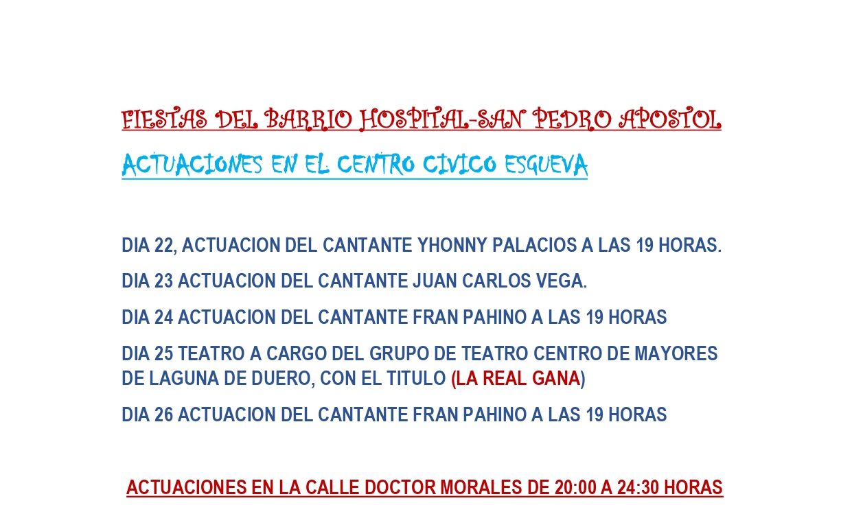 Fiestas en el Barrio Hospital-San Pedro 2026
