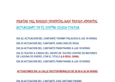 Fiestas en el Barrio Hospital-San Pedro 2026